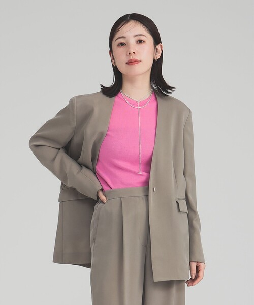 ■専用■美品 デミルクス ビームス 3,5万 リネン100%ノーカラージャケット セール】【ビームスの百名品】ノーカラー フィブリル ジャケット