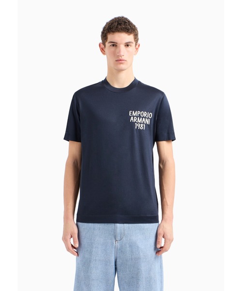 エンポリオ アルマーニ ストレッチコットン 刺繍 ロゴ Tシャツ EMPORIO ARMANI (エンポリオアルマーニ) ストレッチコットン