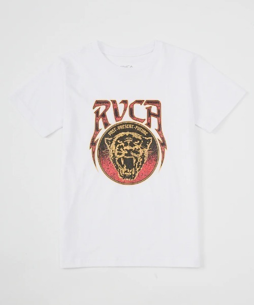 RVCA(ルーカ)の「RVCA キッズ RAWR SS Tシャツ 【2025年春夏モデル】/ルーカキッズフロントプリント半袖Tシャツ(Tシャツ/カットソー・キッズ・ブラック/ホワイト/グレー系その他/レッド系その他・160/150/140/130)」の1枚目の写真