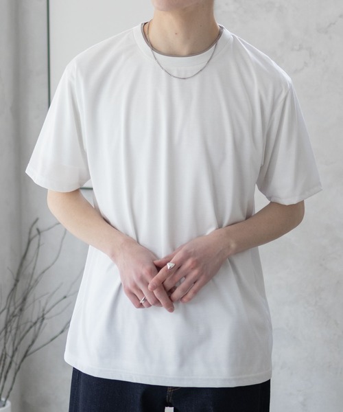 NAVY(ネイビー)の「NAVY 天竺クルーレイヤーTシャツ(Tシャツ/カットソー・メンズ・グレイッシュベージュ/ネイビー/ホワイト・S/M/L/XL/XXL)」の3枚目の写真