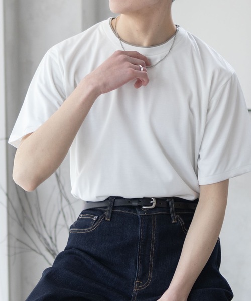 NAVY(ネイビー)の「NAVY 天竺クルーレイヤーTシャツ(Tシャツ/カットソー・メンズ・グレイッシュベージュ/ネイビー/ホワイト・S/M/L/XL/XXL)」の5枚目の写真