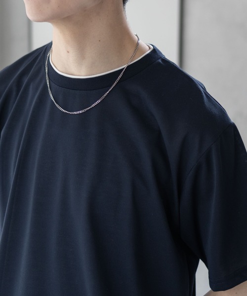NAVY(ネイビー)の「NAVY 天竺クルーレイヤーTシャツ(Tシャツ/カットソー・メンズ・グレイッシュベージュ/ネイビー/ホワイト・S/M/L/XL/XXL)」の19枚目の写真