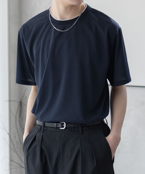 NAVY(ネイビー)の「NAVY 天竺クルーレイヤーTシャツ(Tシャツ/カットソー・メンズ・グレイッシュベージュ/ネイビー/ホワイト・S/M/L/XL/XXL)」の17枚目の写真