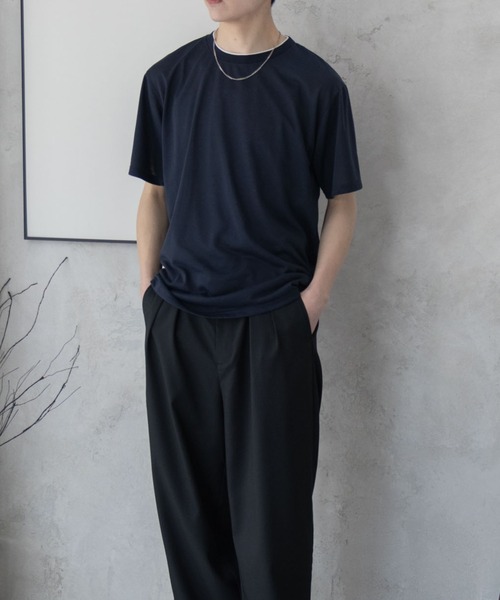 NAVY(ネイビー)の「NAVY 天竺クルーレイヤーTシャツ(Tシャツ/カットソー・メンズ・グレイッシュベージュ/ネイビー/ホワイト・S/M/L/XL/XXL)」の18枚目の写真