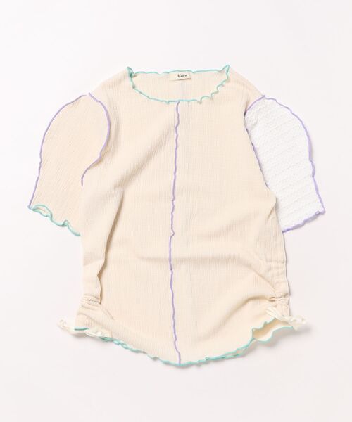 unica(ユニカ)の「ジョイントドロストT(Tシャツ/カットソー・レディース・オフホワイト/ブラック・FREE)」の4枚目の写真
