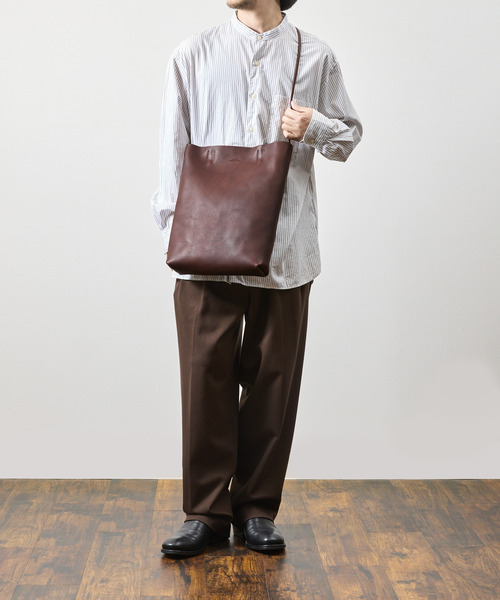 SLOW（スロウ）の「SLOW スロウ / cb-utility tote bag-M クロムステアレザー2WAYショルダーバッグ レザートートバッグ / 858S52R（トートバッグ・メンズ・チョコ/ブラック・FREE）」の14枚目の写真