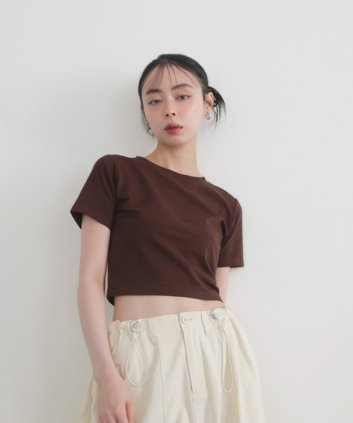 LIAN(リアン)の「シンプルミニT(Tシャツ/カットソー・レディース・ブラック/ブラウン/オフホワイト・FREE)」の3枚目の写真