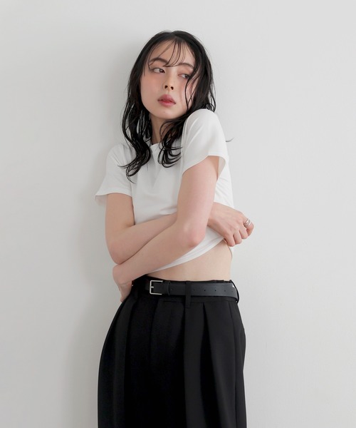 LIAN(リアン)の「シンプルミニT(Tシャツ/カットソー・レディース・ブラック/ブラウン/オフホワイト・FREE)」の5枚目の写真