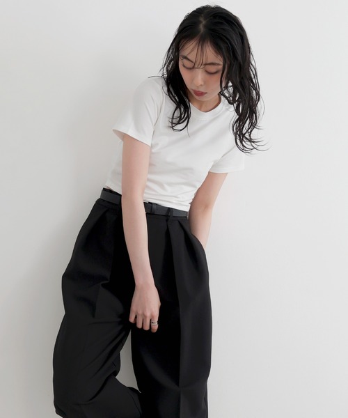 LIAN(リアン)の「シンプルミニT(Tシャツ/カットソー・レディース・ブラック/ブラウン/オフホワイト・FREE)」の8枚目の写真