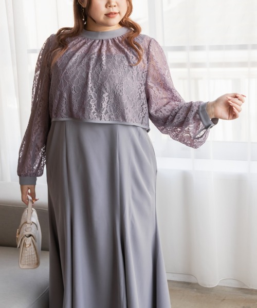 CLETTE レーストップス付き2wayワンピースドレス (4L) レーストップス付き2WAYワンピースドレス（ドレス）｜CLETTE（クレット