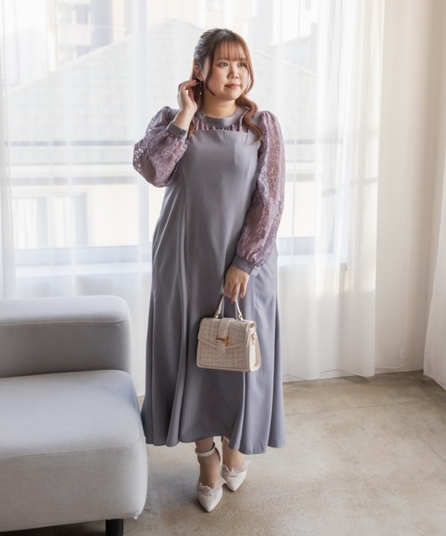 CLETTE レーストップス付き2wayワンピースドレス (4L) レーストップス付き2WAYワンピースドレス（ドレス）｜CLETTE（クレット