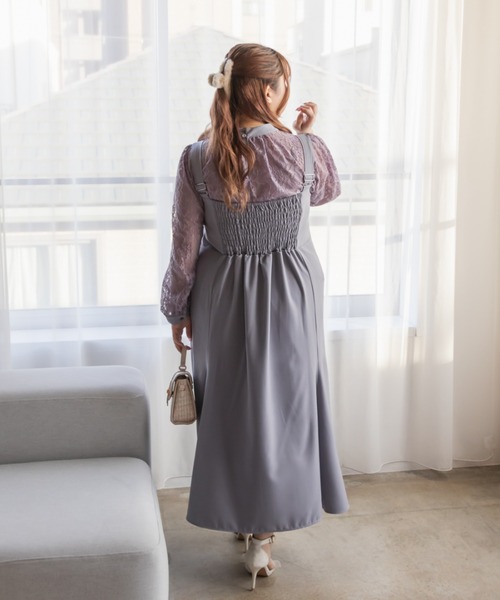 CLETTE(クレット)の「レーストップス付き2WAYワンピースドレス(ドレス・レディース・ネイビー/ラベンダー/ブラック・LL/3L/4L)」の18枚目の写真