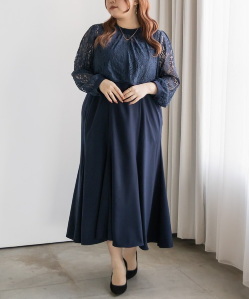 CLETTE レーストップス付き2wayワンピースドレス (4L) レーストップス付き2WAYワンピースドレス（ドレス）｜CLETTE（クレット