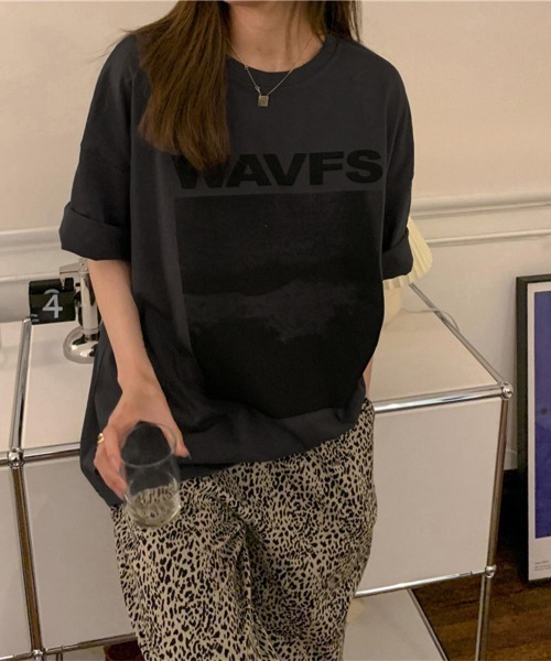 Miniministore（ミニミニストア）の「ロングtシャツ ビッグシルエットTシャツ半袖半袖（Tシャツ/カットソー・レディース・ダークグレー/ホワイト/ブルーグリーン・M/XL/L）」の3枚目の写真
