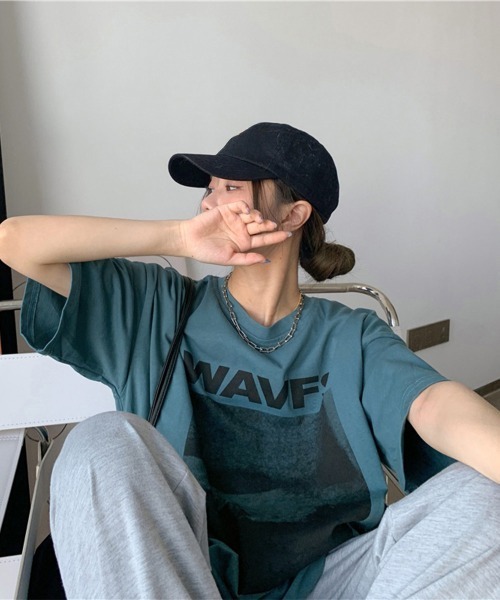 Miniministore（ミニミニストア）の「ロングtシャツ ビッグシルエットTシャツ半袖半袖（Tシャツ/カットソー・レディース・ダークグレー/ホワイト/ブルーグリーン・M/XL/L）」の6枚目の写真