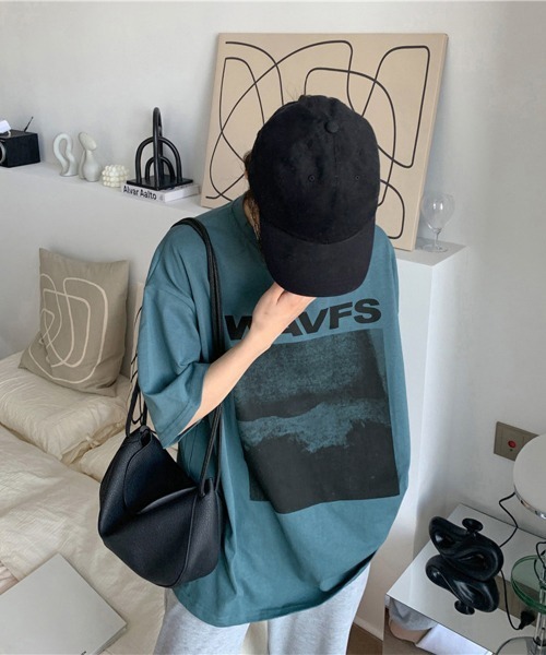Miniministore（ミニミニストア）の「ロングtシャツ ビッグシルエットTシャツ半袖半袖（Tシャツ/カットソー・レディース・ダークグレー/ホワイト/ブルーグリーン・M/XL/L）」の7枚目の写真