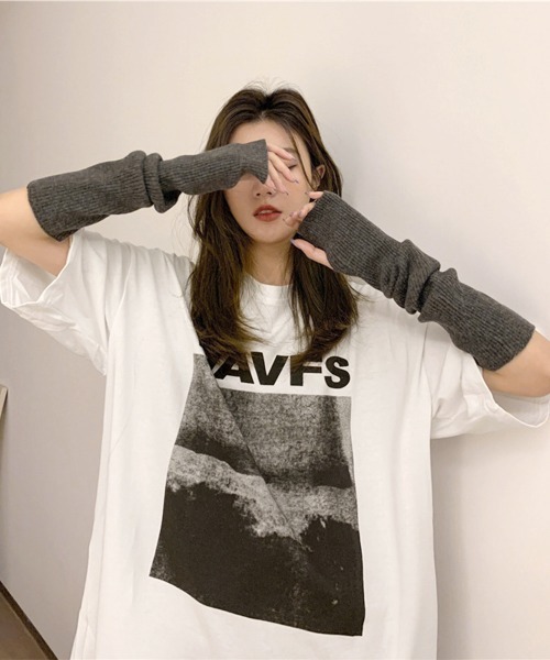 Miniministore（ミニミニストア）の「ロングtシャツ ビッグシルエットTシャツ半袖半袖（Tシャツ/カットソー・レディース・ダークグレー/ホワイト/ブルーグリーン・M/XL/L）」の8枚目の写真
