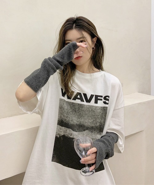 Miniministore（ミニミニストア）の「ロングtシャツ ビッグシルエットTシャツ半袖半袖（Tシャツ/カットソー・レディース・ダークグレー/ホワイト/ブルーグリーン・M/XL/L）」の10枚目の写真