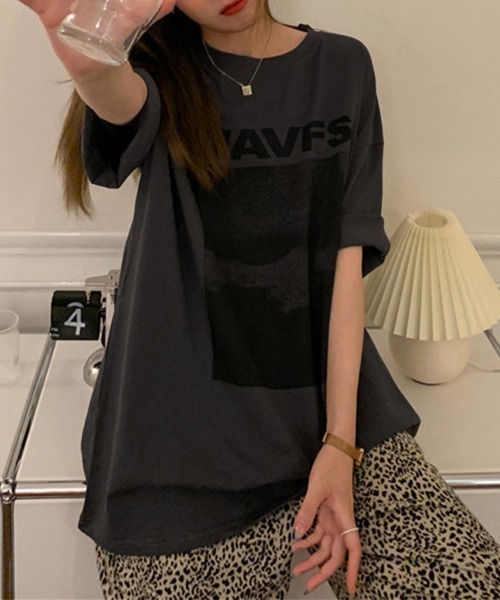 Miniministore（ミニミニストア）の「ロングtシャツ ビッグシルエットTシャツ半袖半袖（Tシャツ/カットソー・レディース・ダークグレー/ホワイト/ブルーグリーン・M/XL/L）」の12枚目の写真
