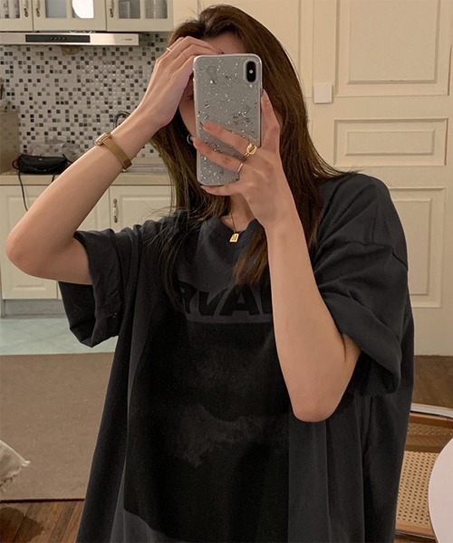 Miniministore（ミニミニストア）の「ロングtシャツ ビッグシルエットTシャツ半袖半袖（Tシャツ/カットソー・レディース・ダークグレー/ホワイト/ブルーグリーン・M/XL/L）」の13枚目の写真