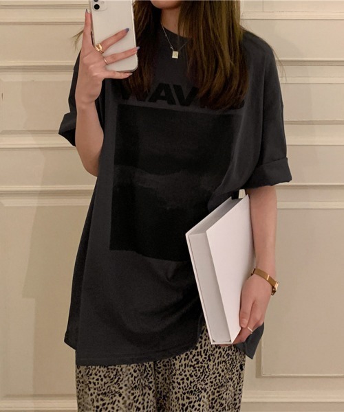 Miniministore（ミニミニストア）の「ロングtシャツ ビッグシルエットTシャツ半袖半袖（Tシャツ/カットソー・レディース・ダークグレー/ホワイト/ブルーグリーン・M/XL/L）」の14枚目の写真