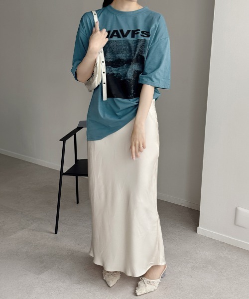 Miniministore（ミニミニストア）の「ロングtシャツ ビッグシルエットTシャツ半袖半袖（Tシャツ/カットソー・レディース・ダークグレー/ホワイト/ブルーグリーン・M/XL/L）」の17枚目の写真