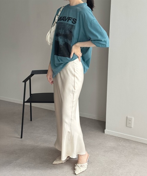Miniministore（ミニミニストア）の「ロングtシャツ ビッグシルエットTシャツ半袖半袖（Tシャツ/カットソー・レディース・ダークグレー/ホワイト/ブルーグリーン・M/XL/L）」の18枚目の写真
