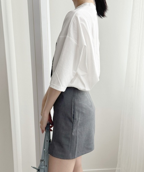 Miniministore（ミニミニストア）の「ロングtシャツ ビッグシルエットTシャツ半袖半袖（Tシャツ/カットソー・レディース・ダークグレー/ホワイト/ブルーグリーン・M/XL/L）」の21枚目の写真