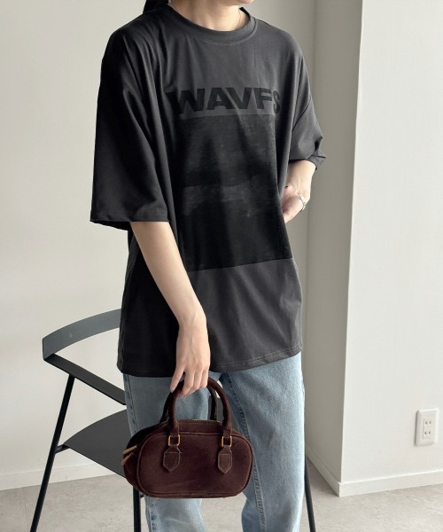 Miniministore（ミニミニストア）の「ロングtシャツ ビッグシルエットTシャツ半袖半袖（Tシャツ/カットソー・レディース・ダークグレー/ホワイト/ブルーグリーン・M/XL/L）」の22枚目の写真