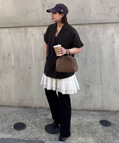 DISCOAT（ディスコート）の「リネンライク半袖シャツジャケット《WEB限定カラーあり》（テーラードジャケット・レディース・チャコールグレー/ライトグレー/ライトベージュ/ベージュ/グレー・FREE）」の8枚目の写真