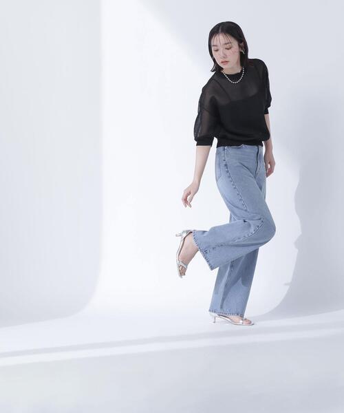 NATURAL BEAUTY BASIC(ナチュラルビューティーベーシック)の「◇シアーフォルムニット(ニット/セーター・レディース・ダークオレンジ/オフホワイト/ブラック・FREE)」の5枚目の写真