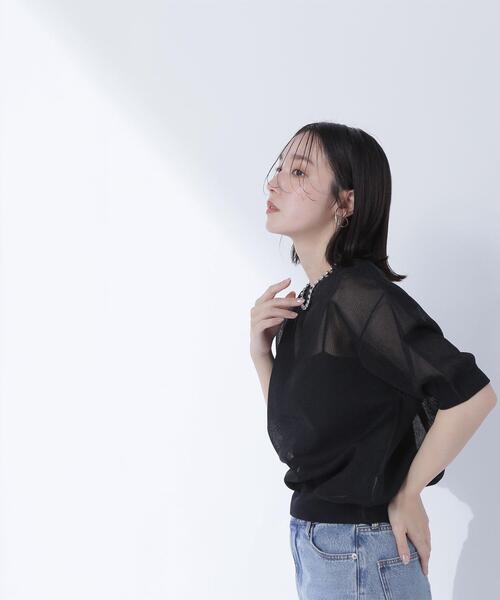 NATURAL BEAUTY BASIC(ナチュラルビューティーベーシック)の「◇シアーフォルムニット(ニット/セーター・レディース・ダークオレンジ/オフホワイト/ブラック・FREE)」の6枚目の写真