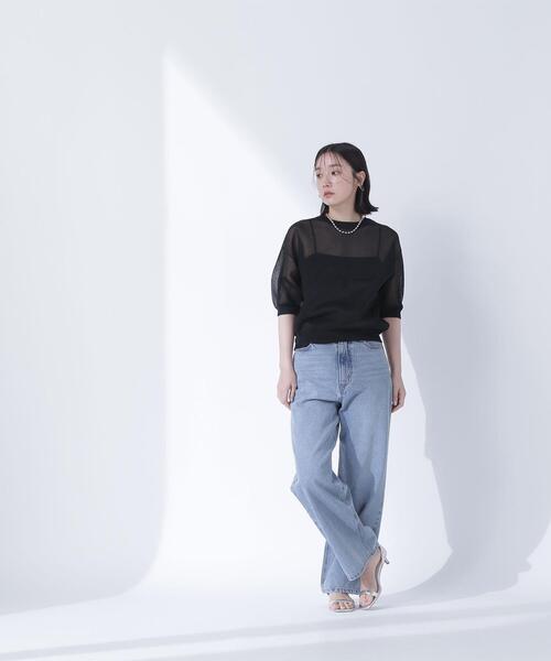 NATURAL BEAUTY BASIC(ナチュラルビューティーベーシック)の「◇シアーフォルムニット(ニット/セーター・レディース・ダークオレンジ/オフホワイト/ブラック・FREE)」の7枚目の写真