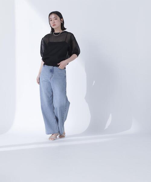 NATURAL BEAUTY BASIC(ナチュラルビューティーベーシック)の「◇シアーフォルムニット(ニット/セーター・レディース・ダークオレンジ/オフホワイト/ブラック・FREE)」の9枚目の写真