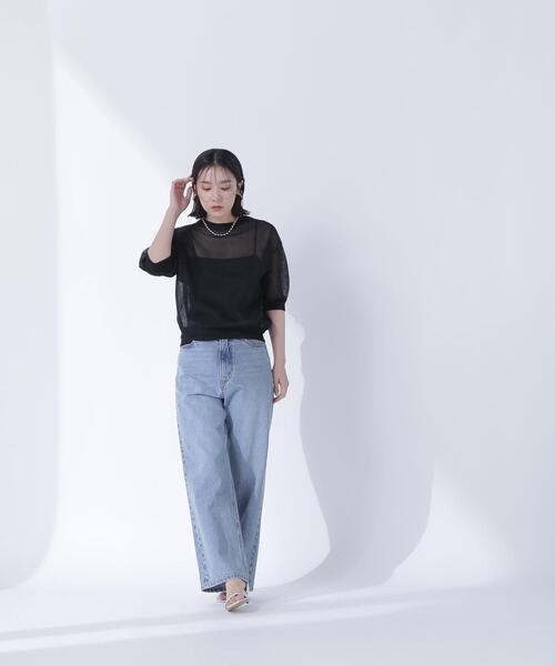 NATURAL BEAUTY BASIC(ナチュラルビューティーベーシック)の「◇シアーフォルムニット(ニット/セーター・レディース・ダークオレンジ/オフホワイト/ブラック・FREE)」の11枚目の写真