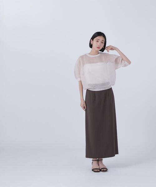 NATURAL BEAUTY BASIC(ナチュラルビューティーベーシック)の「◇シアーフォルムニット(ニット/セーター・レディース・ダークオレンジ/オフホワイト/ブラック・FREE)」の14枚目の写真