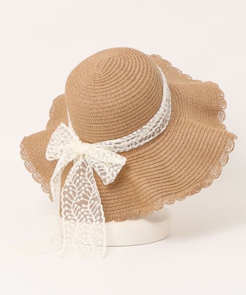 TONE SELECT GOODS(トーンセレクトグッズ)の「pur chouchou/バックリボン レース 麦わら帽子 P4458(ハット・レディース・ベージュ/ホワイト/ブラウン/ピンク・FREE)」の7枚目の写真
