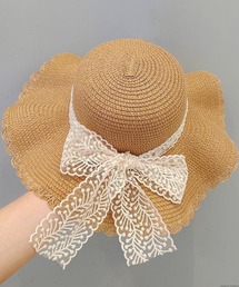 TONE SELECT GOODS（トーンセレクトグッズ）の「pur chouchou/バックリボン レース 麦わら帽子 P4458（ハット）」