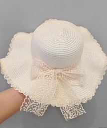 TONE SELECT GOODS（トーンセレクトグッズ）の「pur chouchou/バックリボン レース 麦わら帽子 P4458（ハット）」