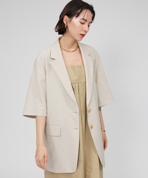 BABYLONE（バビロン）の「リネンライク2Bジャケット（テーラードジャケット・レディース・グレー/ベージュ・フリー）」の14枚目の写真