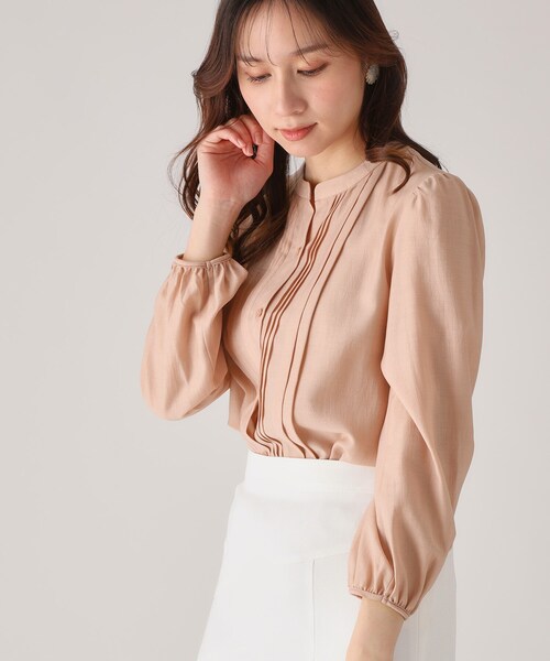 COUP DE CHANCE（クードシャンス）の「◆【洗える／シアー素材】タックデザインブラウス（シャツ/ブラウス・レディース・ネイビー/ホワイト/ベビーピンク・34/36/38/40）」の3枚目の写真