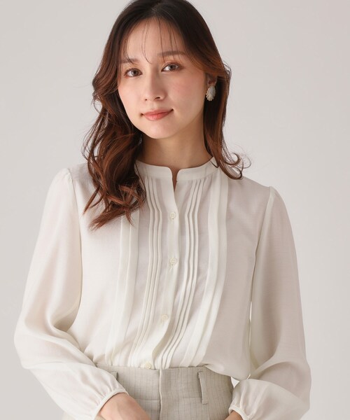 COUP DE CHANCE（クードシャンス）の「◆【洗える／シアー素材】タックデザインブラウス（シャツ/ブラウス・レディース・ネイビー/ホワイト/ベビーピンク・34/36/38/40）」の9枚目の写真