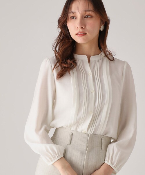 COUP DE CHANCE（クードシャンス）の「◆【洗える／シアー素材】タックデザインブラウス（シャツ/ブラウス・レディース・ネイビー/ホワイト/ベビーピンク・34/36/38/40）」の10枚目の写真