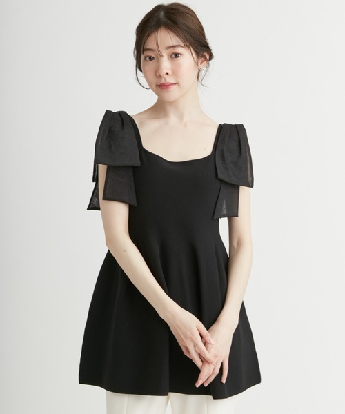 CELFORD(セルフォード)の「リボンショルダーペプラムニットプルオーバー(ニット/セーター・レディース・ブラック/ミント/モカ・FREE)」の8枚目の写真