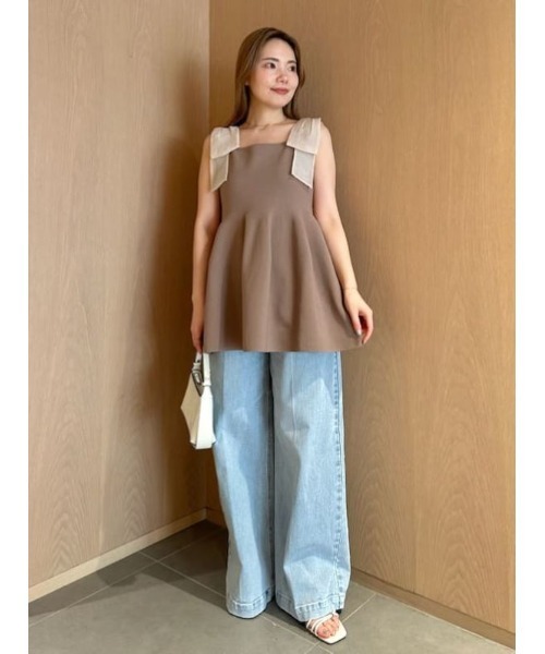 CELFORD(セルフォード)の「リボンショルダーペプラムニットプルオーバー(ニット/セーター・レディース・ブラック/ミント/モカ・FREE)」の6枚目の写真