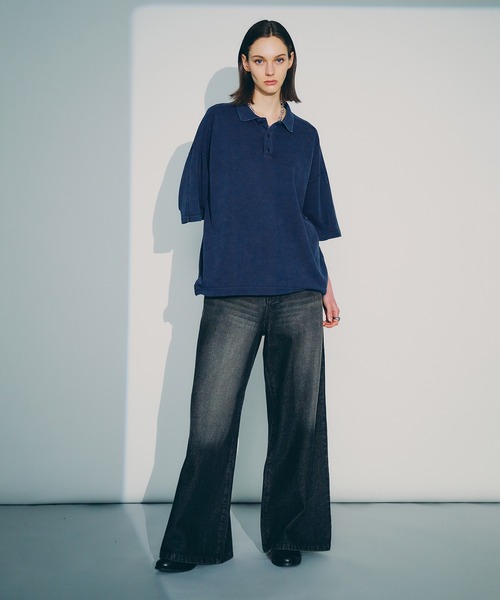 selle glant（セレグランテ）の「SNOW-WASHED KANOKO POLO SHIRT/スノーウォッシュカノコポロシャツ（ポロシャツ・メンズ・ブラック/ネイビー・MEDIUM/SMALL/LARGE）」の13枚目の写真