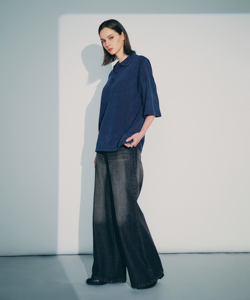 selle glant（セレグランテ）の「SNOW-WASHED KANOKO POLO SHIRT/スノーウォッシュカノコポロシャツ（ポロシャツ・メンズ・ブラック/ネイビー・MEDIUM/SMALL/LARGE）」の14枚目の写真