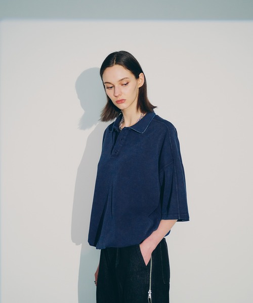 selle glant（セレグランテ）の「SNOW-WASHED KANOKO POLO SHIRT/スノーウォッシュカノコポロシャツ（ポロシャツ・メンズ・ブラック/ネイビー・MEDIUM/SMALL/LARGE）」の10枚目の写真