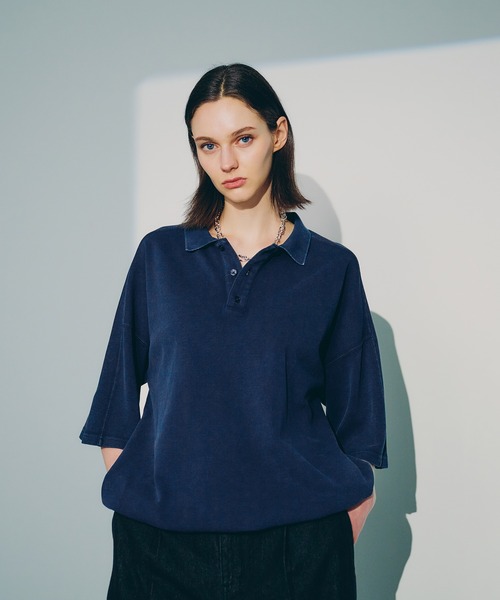 selle glant（セレグランテ）の「SNOW-WASHED KANOKO POLO SHIRT/スノーウォッシュカノコポロシャツ（ポロシャツ・メンズ・ブラック/ネイビー・MEDIUM/SMALL/LARGE）」の12枚目の写真