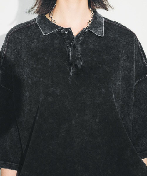 selle glant（セレグランテ）の「SNOW-WASHED KANOKO POLO SHIRT/スノーウォッシュカノコポロシャツ（ポロシャツ・メンズ・ブラック/ネイビー・MEDIUM/SMALL/LARGE）」の22枚目の写真